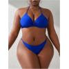 imageSOLY HUX Womens Plus Size Sexy 4 Piece Swimsuits Halter Bikini Sets with Drawstring Long Sleeve Cover Up Bathing SuitRoyal Blue