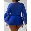 imageSOLY HUX Womens Plus Size Sexy 4 Piece Swimsuits Halter Bikini Sets with Drawstring Long Sleeve Cover Up Bathing SuitRoyal Blue