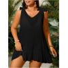 imageSOLY HUX Womens Plus Size Swimsuit Cover Up Sleeveless Scoop Neck Bathing Suit Beach Coverups DressPlain Black