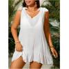 imageSOLY HUX Womens Plus Size Swimsuit Cover Up Sleeveless Scoop Neck Bathing Suit Beach Coverups DressPlain White