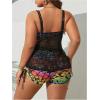 imageSOLY HUX Womens Plus Size Tankini Swimsuits Floral Print Two Piece Bathing Suit Lace Tankini Tops and Shorts SetBlack Floral