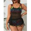 imageSOLY HUX Womens Plus Size Tankini Swimsuits Floral Print Two Piece Bathing Suit Lace Tankini Tops and Shorts SetBlack Floral