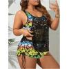 imageSOLY HUX Womens Plus Size Tankini Swimsuits Floral Print Two Piece Bathing Suit Lace Tankini Tops and Shorts SetMulti Floral