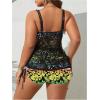 imageSOLY HUX Womens Plus Size Tankini Swimsuits Floral Print Two Piece Bathing Suit Lace Tankini Tops and Shorts SetMulti Floral