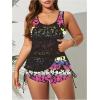 imageSOLY HUX Womens Plus Size Tankini Swimsuits Floral Print Two Piece Bathing Suit Lace Tankini Tops and Shorts SetMulticoloured Floral