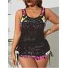 imageSOLY HUX Womens Plus Size Tankini Swimsuits Floral Print Two Piece Bathing Suit Lace Tankini Tops and Shorts SetMulticoloured Floral
