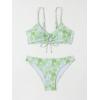 imageSOLY HUX Womens Spaghetti Strap Floral Print Bikini Bathing Suit 2 Piece SwimsuitsGreen Flower