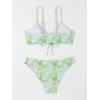 imageSOLY HUX Womens Spaghetti Strap Floral Print Bikini Bathing Suit 2 Piece SwimsuitsGreen Flower