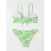 imageSOLY HUX Womens Spaghetti Strap Floral Print Bikini Bathing Suit 2 Piece SwimsuitsGreen Flower Print