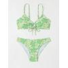 imageSOLY HUX Womens Spaghetti Strap Floral Print Bikini Bathing Suit 2 Piece SwimsuitsGreen Flower Print
