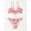 imageSOLY HUX Womens Spaghetti Strap Floral Print Bikini Bathing Suit 2 Piece SwimsuitsOrange Flower