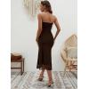 imageSOLY HUX Womens Strapless Midi Dress Tube Top Off Shoulder Sleeveless Fitted Cocktail Club Party Formal Long DressesPlain Coffee Brown