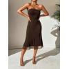 imageSOLY HUX Womens Strapless Midi Dress Tube Top Off Shoulder Sleeveless Fitted Cocktail Club Party Formal Long DressesPlain Coffee Brown