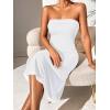 imageSOLY HUX Womens Strapless Midi Dress Tube Top Off Shoulder Sleeveless Fitted Cocktail Club Party Formal Long DressesPlain White