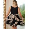 imageSOLY HUX Womens Tropical Print Contrast Lace Summer Dress Scoop Neck Sleeveless A Line Short DressesBlack Tropical