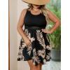 imageSOLY HUX Womens Tropical Print Contrast Lace Summer Dress Scoop Neck Sleeveless A Line Short DressesBlack Tropical