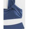 imageSOLY HUX Womens Twist One Shoulder Bathing Suit High Waisted Bikini Sets Two Piece SwimsuitPure Dusty Blue