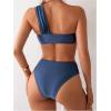 imageSOLY HUX Womens Twist One Shoulder Bathing Suit High Waisted Bikini Sets Two Piece SwimsuitPure Dusty Blue