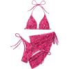 imageSOLY HUX Bikini Sets for Women Paisley Print Halter Triangle Bathing Suit 3 Piece Swimsuit with Sarong Cover UpHotpink Paisley