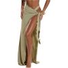 imageSOLY HUX Sarong Wraps for Women Tie Side Cover Up Skirt Swimwear Beach SwimsuitPlain Olive Green