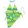 imageSOLY HUX Womens 3 Piece Swimsuit Tie Dye Frill Trim Tie Side Halter Bikini Set with Cover Up SkirtMulticoloured