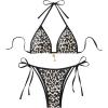 imageSOLY HUX Womens Bathing Suits Allover Print Halter Triangle Tie Side Bikini Sets Two Piece SwimsuitMulticoloured Leopard