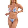 imageSOLY HUX Womens Bathing Suits Allover Print Halter Triangle Tie Side Bikini Sets Two Piece SwimsuitMulticoloured Printed
