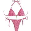 imageSOLY HUX Womens Bathing Suits Allover Print Halter Triangle Tie Side Bikini Sets Two Piece SwimsuitPink Printed
