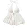 imageSOLY HUX Womens Boho Crochet Knit Ruffle Halter Backless Cover Up Crop Tops Beach Vacation ClothesSolid White