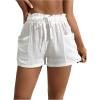 imageSOLY HUX Womens Drawstring High Waisted Hawaiian Beach Shorts Summer Swimsuit Cover UpSolid White