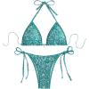 imageSOLY HUX Womens Halter Bikini Sets Floral Print Sexy Swimsuits 2 Piece Triangle Bathing SuitsGreen Paisley
