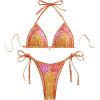 imageSOLY HUX Womens Halter Bikini Sets Floral Print Sexy Swimsuits 2 Piece Triangle Bathing SuitsOrange Paisley