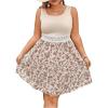 imageSOLY HUX Womens Tropical Print Contrast Lace Summer Dress Scoop Neck Sleeveless A Line Short DressesMulticoloured Floral