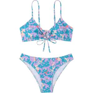 imageSOLY HUX Womens Spaghetti Strap Floral Print Bikini Bathing Suit 2 Piece SwimsuitsBlue Printed