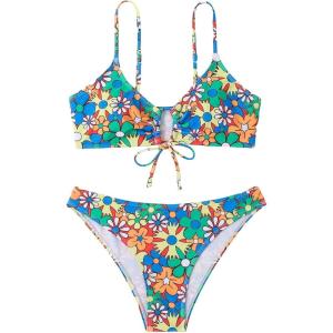 imageSOLY HUX Womens Spaghetti Strap Floral Print Bikini Bathing Suit 2 Piece SwimsuitsFloral Print Multicoloured