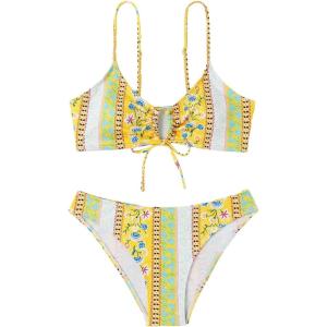 imageSOLY HUX Womens Spaghetti Strap Floral Print Bikini Bathing Suit 2 Piece SwimsuitsFloral Printed Multicoloured