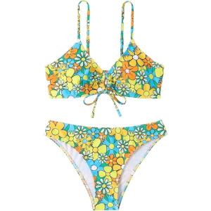 imageSOLY HUX Womens Spaghetti Strap Floral Print Bikini Bathing Suit 2 Piece SwimsuitsMulti Floral Printed