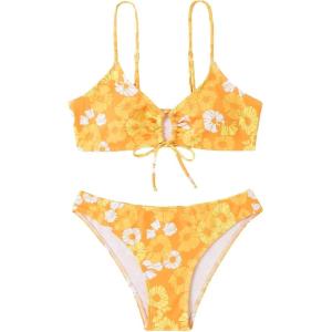 imageSOLY HUX Womens Spaghetti Strap Floral Print Bikini Bathing Suit 2 Piece SwimsuitsMulti Floral Yellow