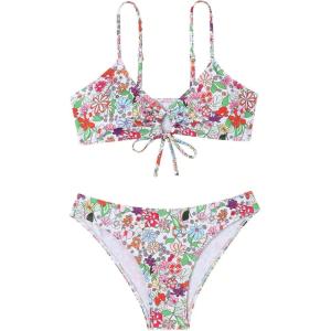 imageSOLY HUX Womens Spaghetti Strap Floral Print Bikini Bathing Suit 2 Piece SwimsuitsMulti Flower