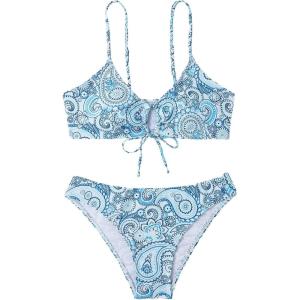 imageSOLY HUX Womens Spaghetti Strap Floral Print Bikini Bathing Suit 2 Piece SwimsuitsMulti Paisley Print
