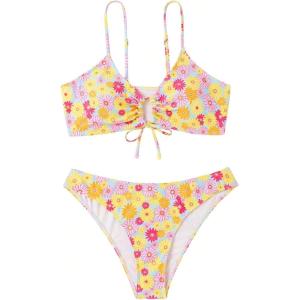 imageSOLY HUX Womens Spaghetti Strap Floral Print Bikini Bathing Suit 2 Piece SwimsuitsMulti Print Floral