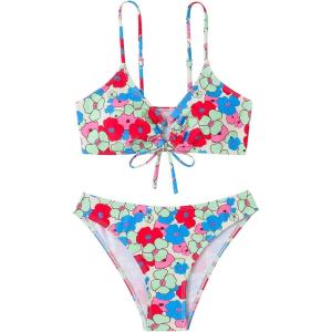 imageSOLY HUX Womens Spaghetti Strap Floral Print Bikini Bathing Suit 2 Piece SwimsuitsPrinted Floral Multi