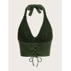 imageSOLY HUX Womens Crochet Halter Crop Tops Summer Sexy Knitted V Neck Sleeveless Camisole Y2K TopSolid Army Green