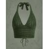 imageSOLY HUX Womens Crochet Halter Crop Tops Summer Sexy Knitted V Neck Sleeveless Camisole Y2K TopSolid Army Green