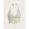 imageSOLY HUX Womens Crochet Halter Crop Tops Summer Sexy Knitted V Neck Sleeveless Camisole Y2K TopSolid Beige