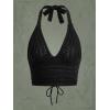 imageSOLY HUX Womens Crochet Halter Crop Tops Summer Sexy Knitted V Neck Sleeveless Camisole Y2K TopSolid Black