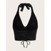 imageSOLY HUX Womens Crochet Halter Crop Tops Summer Sexy Knitted V Neck Sleeveless Camisole Y2K TopSolid Black
