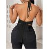 imageSOLY HUX Womens Deep V Neck Cut Out Halter Top Tie Backless Asymmetrical Hem Summer TopsPlain Black