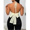 imageSOLY HUX Womens Deep V Neck Cut Out Halter Top Tie Backless Asymmetrical Hem Summer TopsPure Apricot