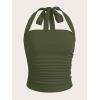 imageSOLY HUX Womens Ruched Halter Y2K Crop Tops Tie Back Sleeveless Slim Fit Cami TopsArmy Green